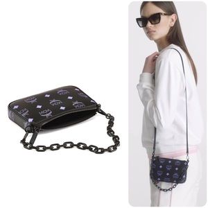 NWT! MCM Dahlia Purple Mini Color Splash Logo Leather Shoulder Bag